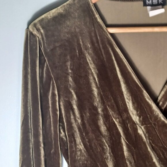 Vintage MSK Top Womens Medium Velvet Green Fairycore Retro 70s Grunge Wrap - Picture 3 of 9